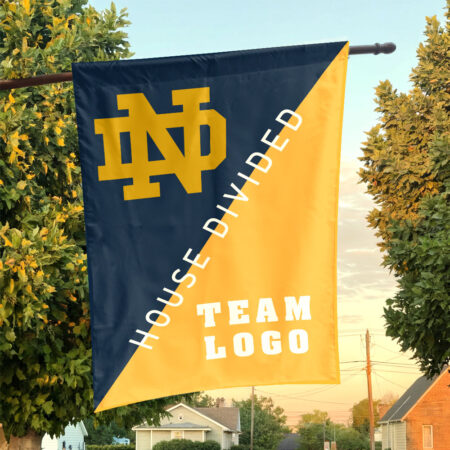 Fighting Irish vs Custom Team House Divided Flag, Personalized Rival Flag