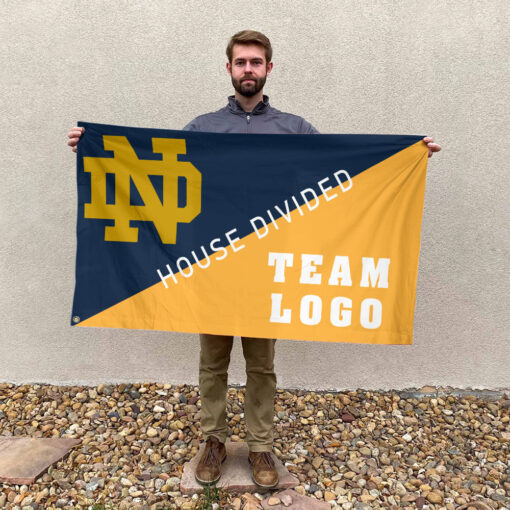 Fighting Irish vs Custom Team House Divided Flag, Personalized Rival Flag