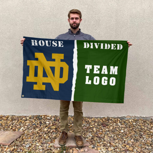 Fighting Irish vs Custom Team House Divided Flag, Personalized Team Flag