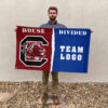 Gamecocks vs Custom Team House Divided Flag, NCAA College Flag
