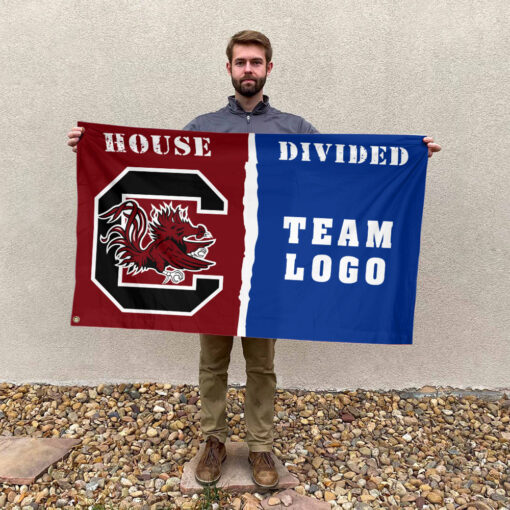 Gamecocks vs Custom Team House Divided Flag, NCAA College Flag