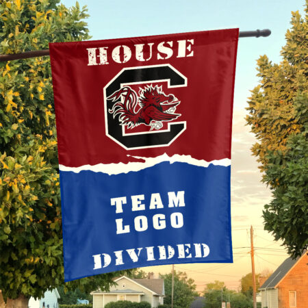 Gamecocks vs Custom Team House Divided Flag, NCAA House Flag