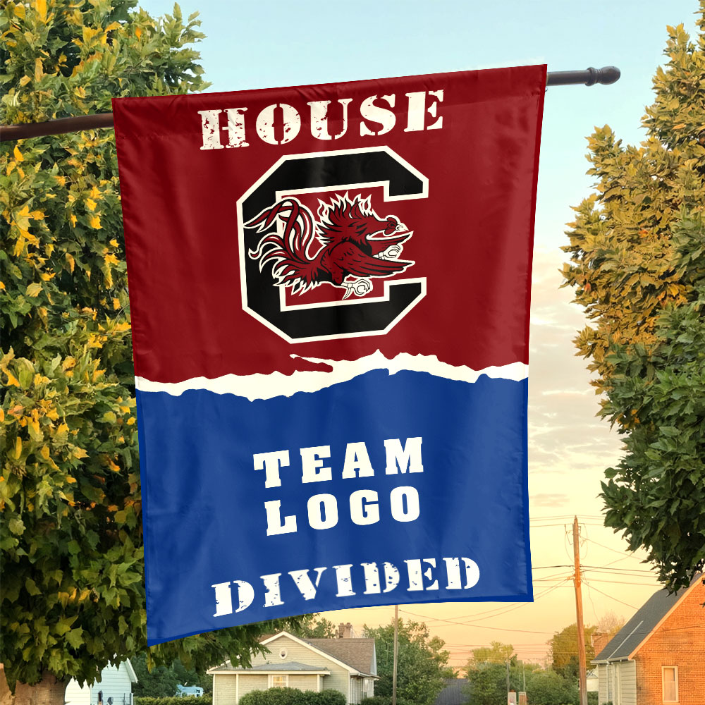 Gamecocks vs Custom Team House Divided Flag, NCAA House Flag Gamecocks vs Custom Team House Divided Flag, NCAA House Flag