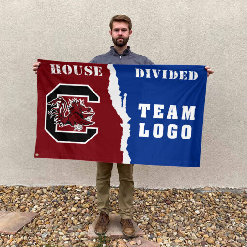 Gamecocks vs Custom Team House Divided Flag, NCAA House Flag Gamecocks vs Custom Team House Divided Flag, NCAA House Flag
