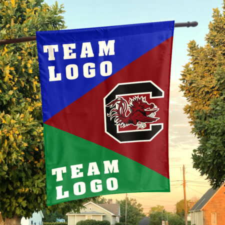 Gamecocks vs Custom Team House Divided Flag, NCAA Spirit Flag