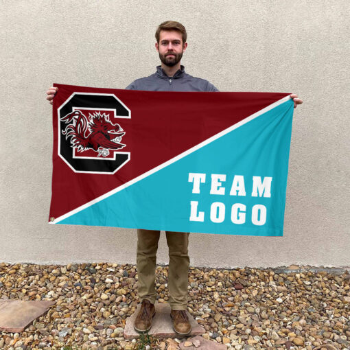 Gamecocks vs Custom Team House Divided Flag, NCAA Split Flag Gamecocks vs Custom Team House Divided Flag, NCAA Split Flag