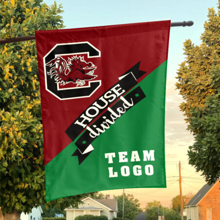 Gamecocks vs Custom Team House Divided Flag, NCAA Team Flag