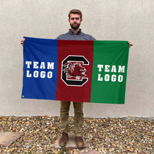 Gamecocks vs Custom Team House Divided Flag, NCAA Two Team Flag Gamecocks vs Custom Team House Divided Flag, NCAA Two Team Flag