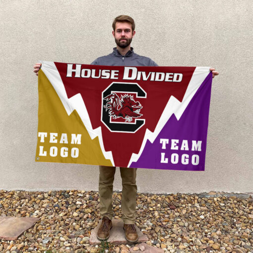 Gamecocks vs Custom Team House Divided Flag, Personalized Spirit Flag Gamecocks vs Custom Team House Divided Flag, Personalized Spirit Flag