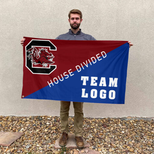 Gamecocks vs Custom Team House Divided Flag, Personalized Split Flag Gamecocks vs Custom Team House Divided Flag, Personalized Split Flag