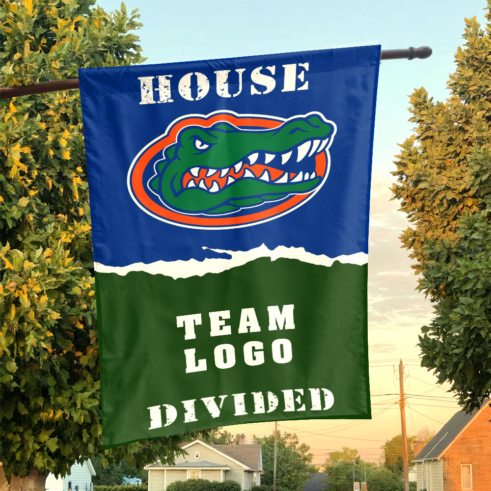 Gators vs Custom Team House Divided Flag, NCAA House Flag Gators vs Custom Team House Divided Flag, NCAA House Flag