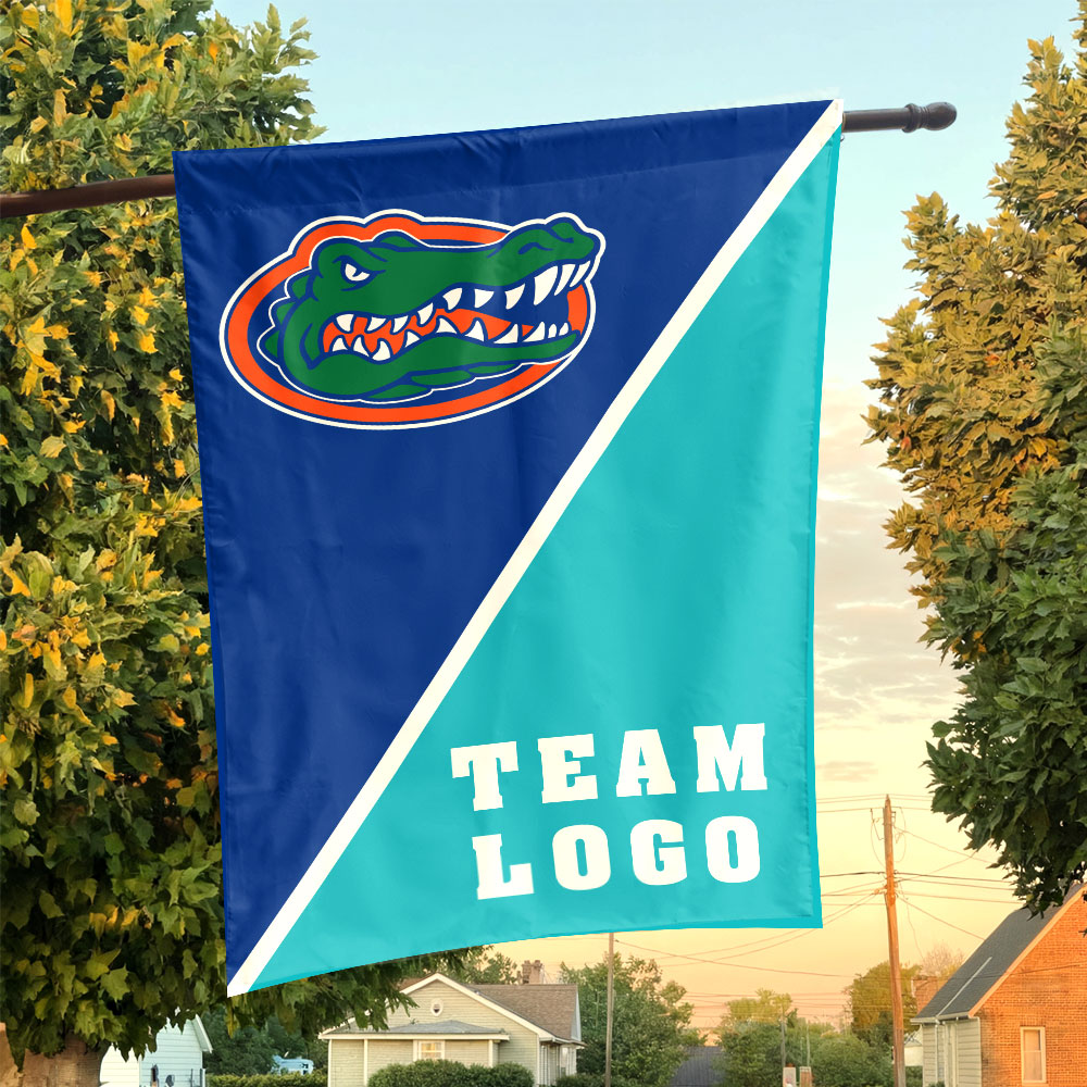Gators vs Custom Team House Divided Flag, NCAA Split Flag Gators vs Custom Team House Divided Flag, NCAA Split Flag
