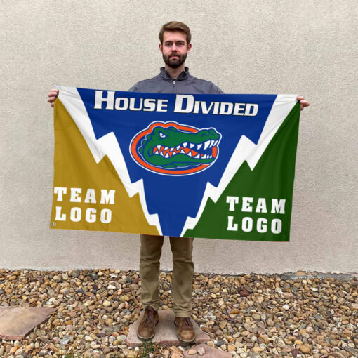 Gators vs Custom Team House Divided Flag, Personalized Spirit Flag Gators vs Custom Team House Divided Flag, Personalized Spirit Flag