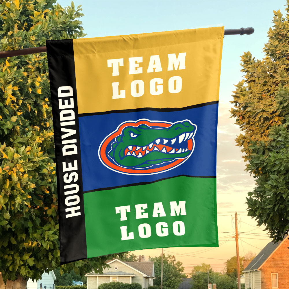 Gators vs Custom Team House Divided Flag, Personalized Two Team Flag Gators vs Custom Team House Divided Flag, Personalized Two Team Flag