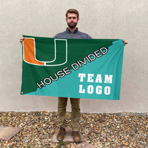 Hurricanes vs Custom Team House Divided Flag, College Custom Flag Hurricanes vs Custom Team House Divided Flag, College Custom Flag