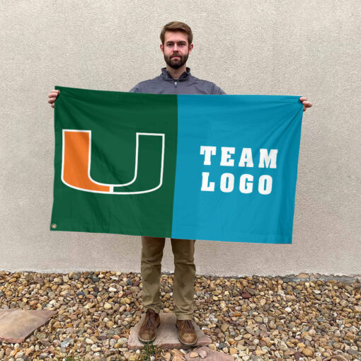 Hurricanes vs Custom Team House Divided Flag, Custom NCAA Flag Hurricanes vs Custom Team House Divided Flag, Custom NCAA Flag