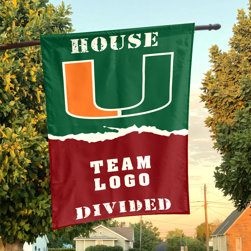 Hurricanes vs Custom Team House Divided Flag, NCAA House Flag Hurricanes vs Custom Team House Divided Flag, NCAA House Flag