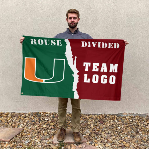 Hurricanes vs Custom Team House Divided Flag, NCAA House Flag Hurricanes vs Custom Team House Divided Flag, NCAA House Flag