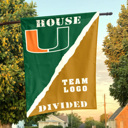 Hurricanes vs Custom Team House Divided Flag, NCAA Rivalry Flag