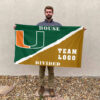 Hurricanes vs Custom Team House Divided Flag, NCAA Rivalry Flag 2 Hurricanes vs Custom Team House Divided Flag, NCAA Rivalry Flag