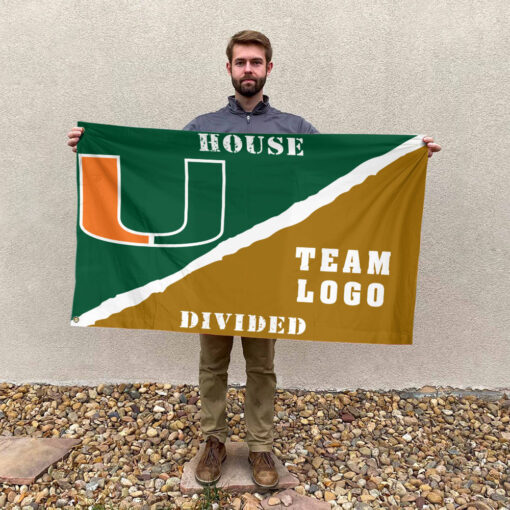 Hurricanes vs Custom Team House Divided Flag, NCAA Rivalry Flag Hurricanes vs Custom Team House Divided Flag, NCAA Rivalry Flag