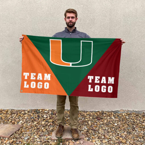 Hurricanes vs Custom Team House Divided Flag, NCAA Spirit Flag