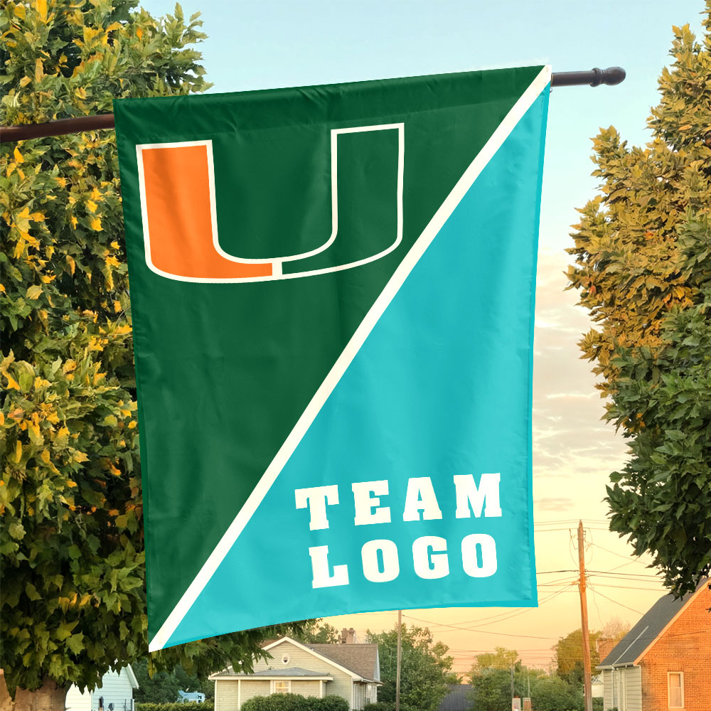 Hurricanes vs Custom Team House Divided Flag, NCAA Split Flag Hurricanes vs Custom Team House Divided Flag, NCAA Split Flag