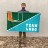 Hurricanes vs Custom Team House Divided Flag, NCAA Split Flag 2 Hurricanes vs Custom Team House Divided Flag, NCAA Split Flag