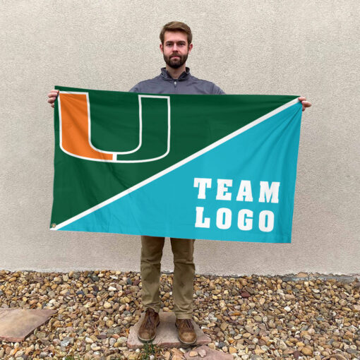 Hurricanes vs Custom Team House Divided Flag, NCAA Split Flag Hurricanes vs Custom Team House Divided Flag, NCAA Split Flag