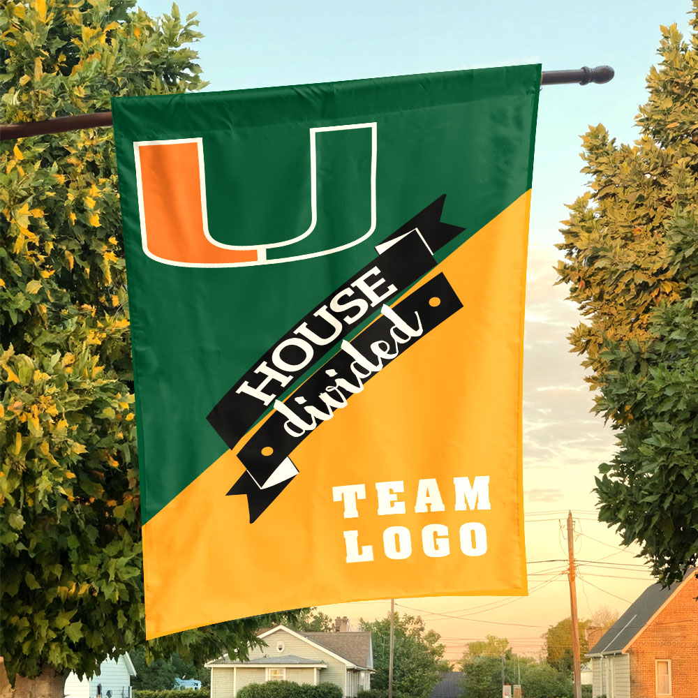 Hurricanes vs Custom Team House Divided Flag, NCAA Team Flag Hurricanes vs Custom Team House Divided Flag, NCAA Team Flag