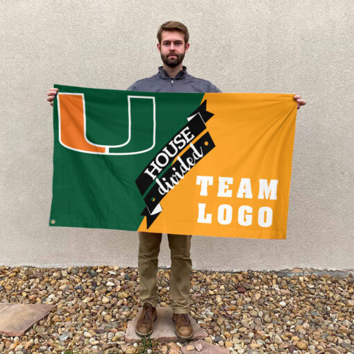Hurricanes vs Custom Team House Divided Flag, NCAA Team Flag Hurricanes vs Custom Team House Divided Flag, NCAA Team Flag