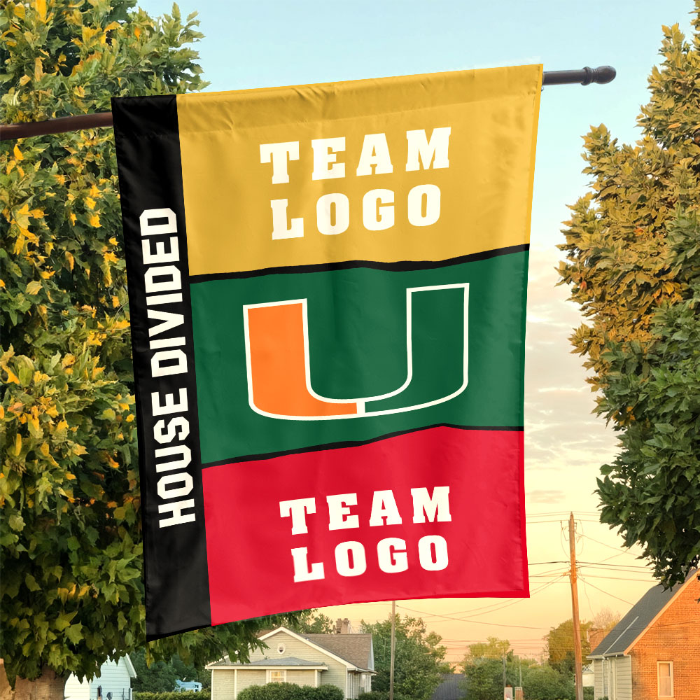 Hurricanes vs Custom Team House Divided Flag, NCAA Two Team Flag Hurricanes vs Custom Team House Divided Flag, NCAA Two Team Flag