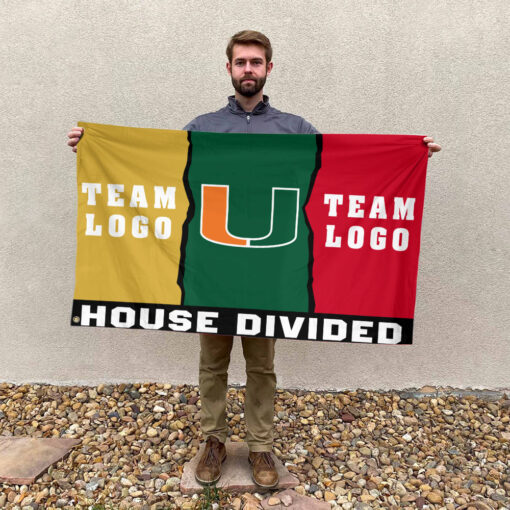 Hurricanes vs Custom Team House Divided Flag, NCAA Two Team Flag Hurricanes vs Custom Team House Divided Flag, NCAA Two Team Flag
