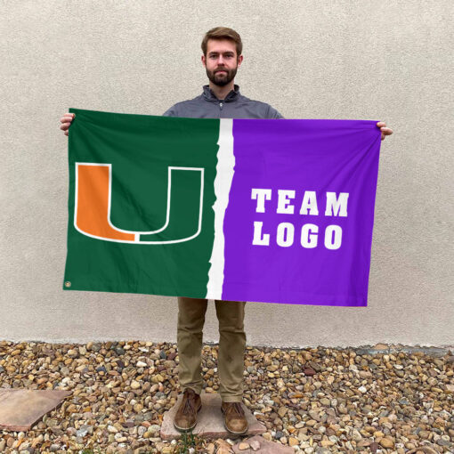 Hurricanes vs Custom Team House Divided Flag, Personalized NCAA Flag Hurricanes vs Custom Team House Divided Flag, Personalized NCAA Flag