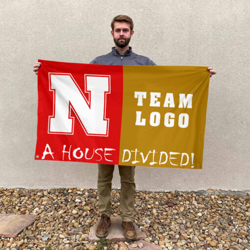 Huskers vs Custom Team House Divided Flag, Custom House Flag