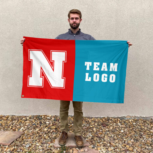 Huskers vs Custom Team House Divided Flag, Custom NCAA Flag