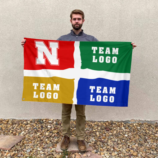 Huskers vs Custom Team House Divided Flag, Custom NCAA Split Team Flag