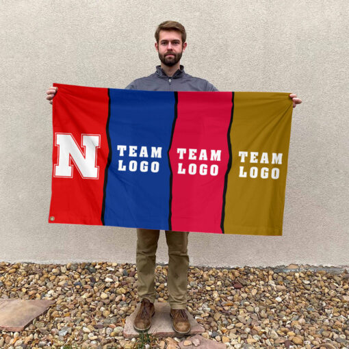 Huskers vs Custom Team House Divided Flag, Custom Rival Flag