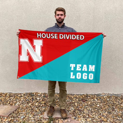 Huskers vs Custom Team House Divided Flag, Custom Team Flag