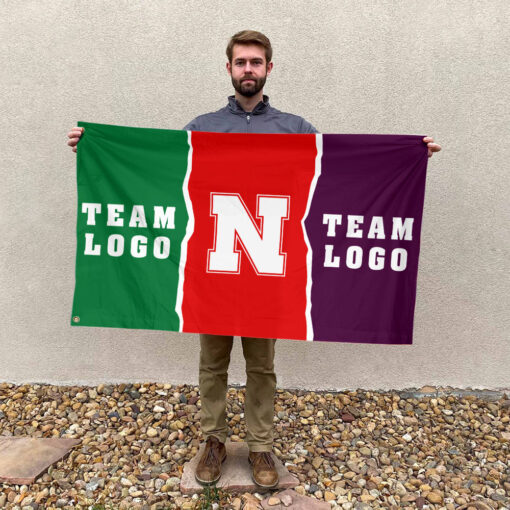 Huskers vs Custom Team House Divided Flag, Custom Two Team Flag