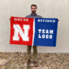 Huskers vs Custom Team House Divided Flag, NCAA College Flag
