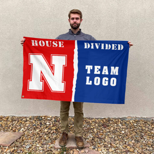 Huskers vs Custom Team House Divided Flag, NCAA College Flag