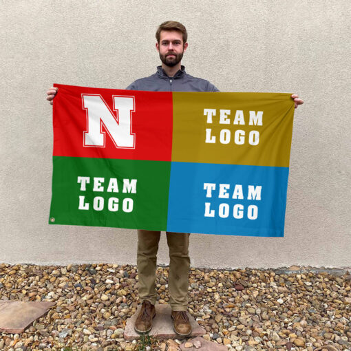 Huskers vs Custom Team House Divided Flag, NCAA College Rivalry Flag