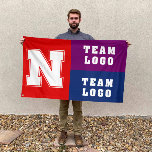 Huskers vs Custom Team House Divided Flag, NCAA Game Day Flag