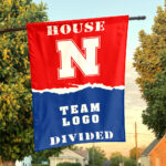 Huskers vs Custom Team House Divided Flag, NCAA House Flag