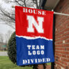 Huskers vs Custom Team House Divided Flag, NCAA House Flag