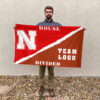 Huskers vs Custom Team House Divided Flag, NCAA Rivalry Flag