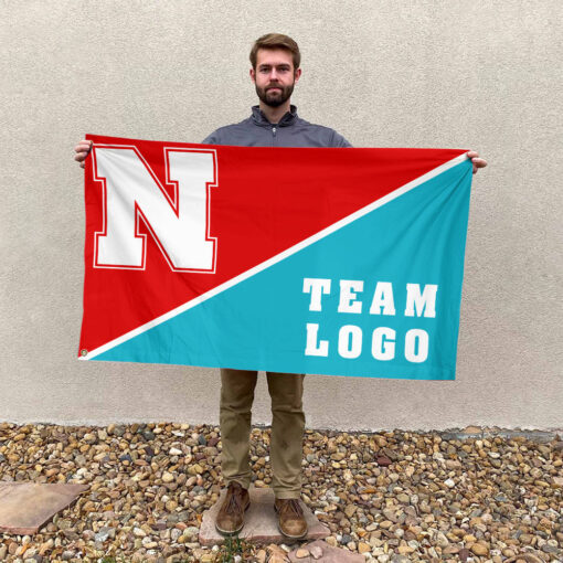 Huskers vs Custom Team House Divided Flag, NCAA Split Flag