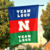Huskers vs Custom Team House Divided Flag, NCAA Two Team Flag
