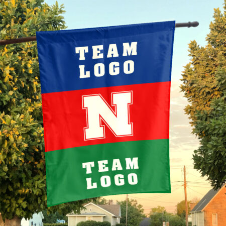 Huskers vs Custom Team House Divided Flag, NCAA Two Team Flag